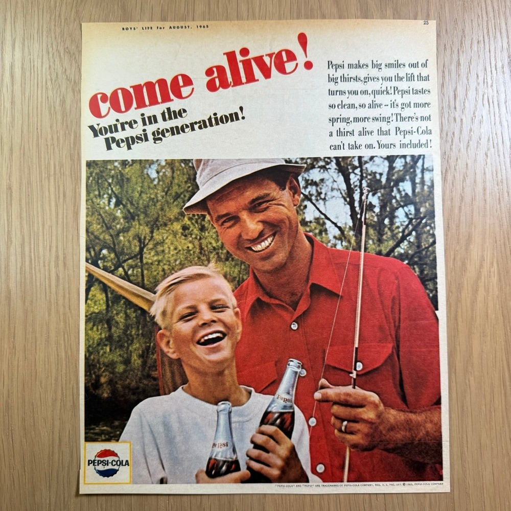1965 Pepsi Cola Come Alive Ad Boys' Life August Magazine Page Vintage Print